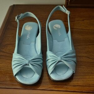 easy street Light Blue Knot-Front Slingback Sandals